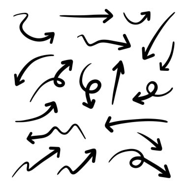 hand drawn arrow set. Doodle vector illustration.