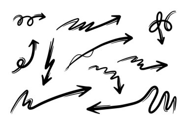 hand drawn arrow set. Doodle vector illustration.
