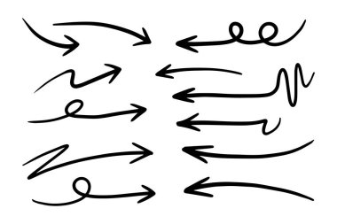 hand drawn arrow set. Doodle vector illustration.
