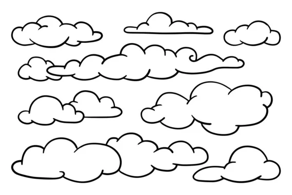 stock vector doodle set of clouds, vector illustration.