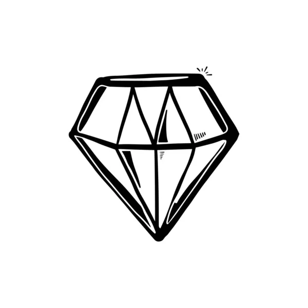 Doodle Handritning Diamant Vektor Belysning — Stock vektor