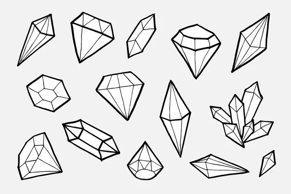 Doodle Mão Desenhar Conjunto Diamantes Ilusão Vetor — Vetor de Stock