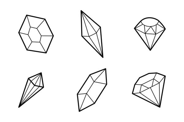 Doodle Mano Disegnare Diamante Set Illusione Vettoriale — Vettoriale Stock