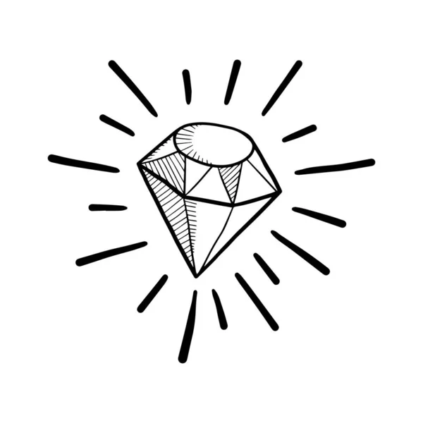 Doodle Mano Disegnare Diamante Illusione Vettoriale — Vettoriale Stock