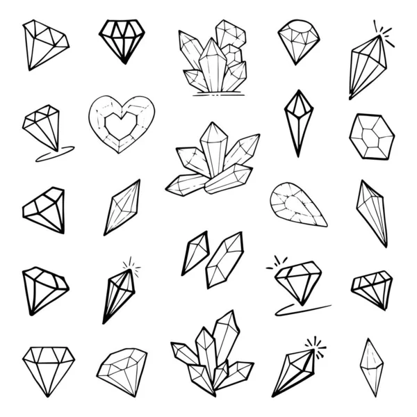 Ručně Kreslit Diamant Set Vektorová Ilustrace — Stockový vektor