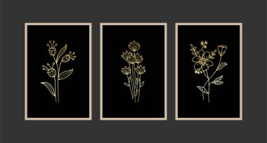 Modern Boho soyut moda arka plan tasarımı. Altın bitkisi resmi.