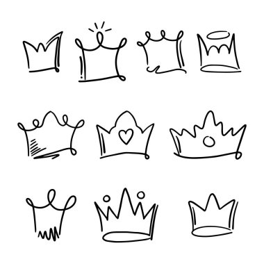 Doodle taç çizgisi sanatı, vektör çizimi.