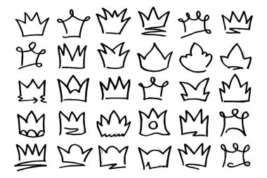 Doodle taç çizgisi sanatı, vektör çizimi.