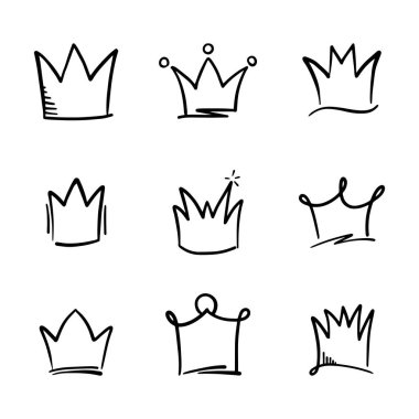 Doodle taç çizgisi sanatı, vektör çizimi.