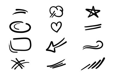 Doodle element vector set, arrow, swirl, star and etc, for concept design.