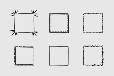 koleksiyon çerçeveleri, beyaz arkaplanda el çizimi mürekkep elemanları