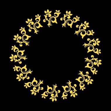Çiçeklerden yapılmış yuvarlak çerçeve. Vektör illüstrasyonu.