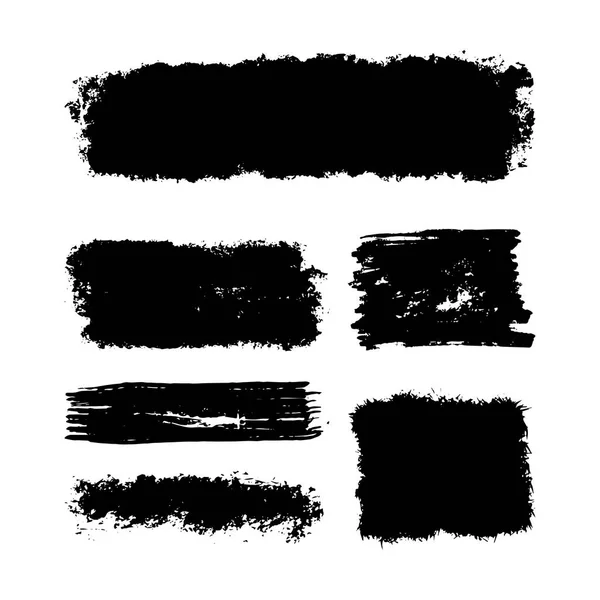 Black Distress Brushes Grunge Texture Splash Banner Vector Illustration — Stock Vector