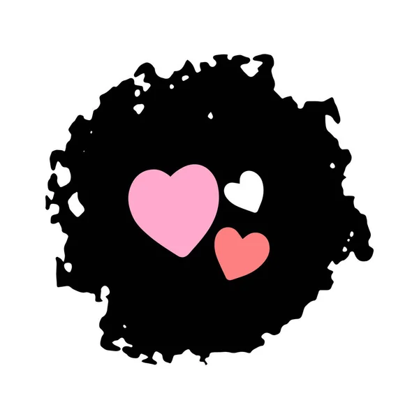 Ikona Miłości Nad Czarnym Brush Tekstury Ilustracja Wektora — Wektor stockowy