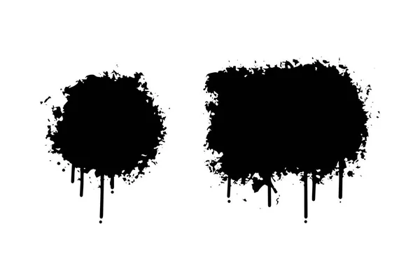 Black Distress Brushes Grunge Texture Percikan Banner Ilustrasi Vektor - Stok Vektor