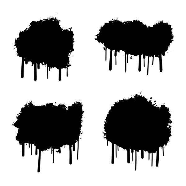 Black Distress Brush Grunge Texture Ilustrasi Vektor Efek Darah Mengalir - Stok Vektor