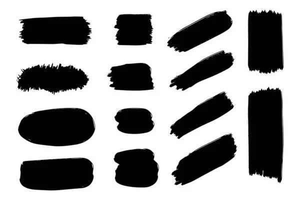 Black Distress Brushes Textura Grunge Banner Splash Ilustración Vectorial — Vector de stock