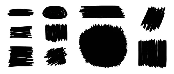 Zwarte Distress Brushes Grunge Textuur Spetterende Spandoek Vectorillustratie — Stockvector