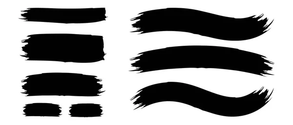 Black Distress Brushes Textura Grunge Banner Splash Ilustración Vectorial — Vector de stock