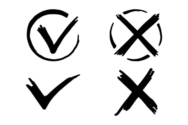 Zeichen Kreuzen Und Kreuzen Häkchen Und Symbole — Stockvektor