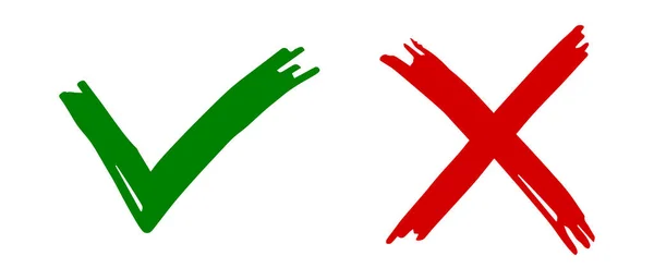 挑逗和交叉标志 核签Ok和X图标 — 图库矢量图片