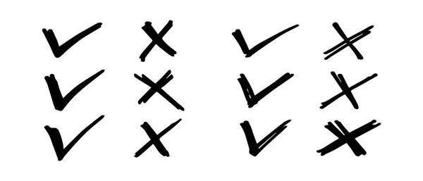 Позначте Перехрестіть Знаки Позначити Кнопку Гаразд Піктограми — стоковий вектор