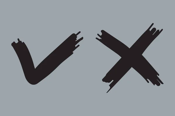 挑逗和交叉标志 核签Ok和X图标 — 图库矢量图片
