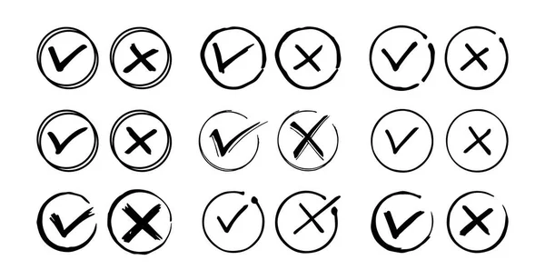 Tick Cross Signs Checkmark Icons — Stock Vector