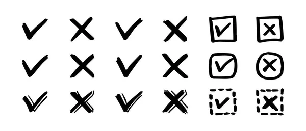 Tick Cross Signs Checkmark Icons — Stock Vector