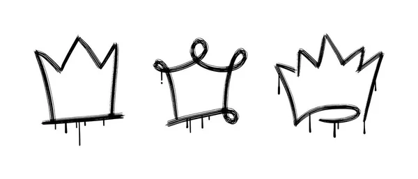 Collection Spray Painted Graffiti Crown Sign Black White — Stock Vector
