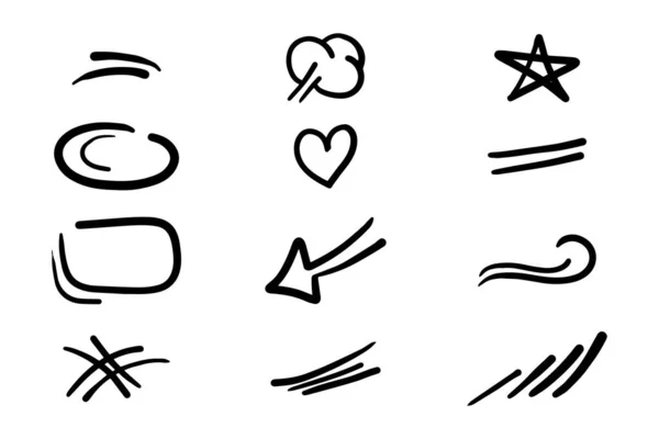 Векторний Набір Елементів Doodle Стрілка Вихор Зірка Тощо Дизайну Концепції — стоковий вектор