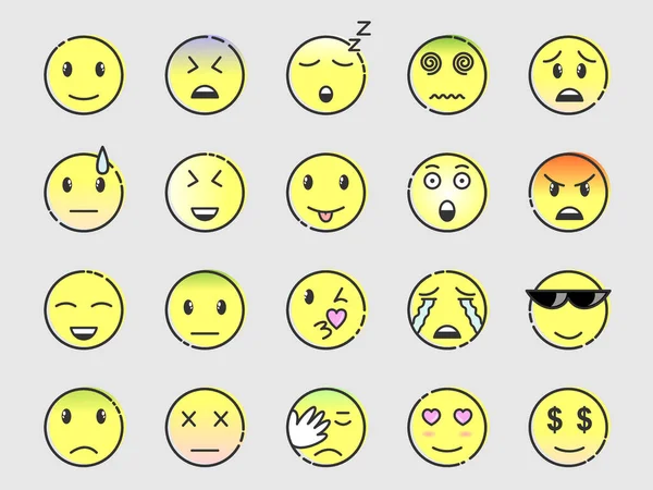Conjunto Emoji Emoticons Doodle Ilustração Vetorial — Vetor de Stock