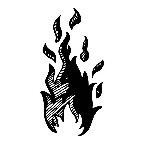 Feuervektor Flammensymbol Schwarzes Symbol Isoliert Auf Weißem Hintergrund — Stockvektor