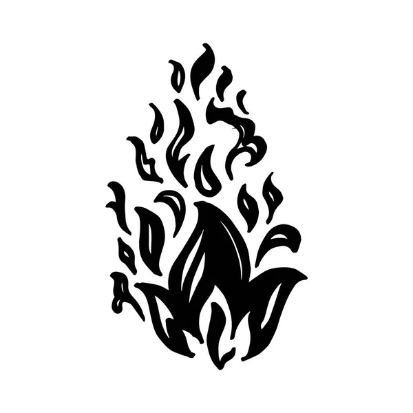 Огненный Вектор Значок Пламени Черный Значок Белом Фоне — стоковый вектор
