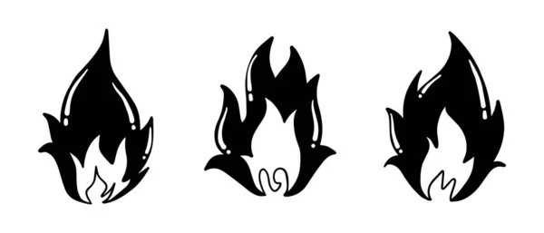 火焰矢量 火焰图标 白色背景上孤立的黑色图标 — 图库矢量图片