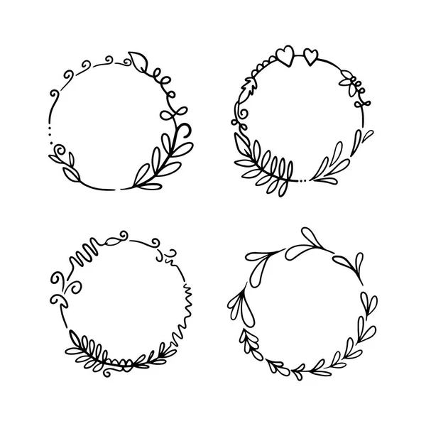 stock vector Set a circle shape flower doodle frame, for design reference.