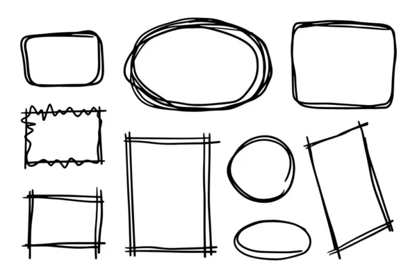 Rahmen Und Kreis Doodle Als Designreferenz Setzen — Stockvektor