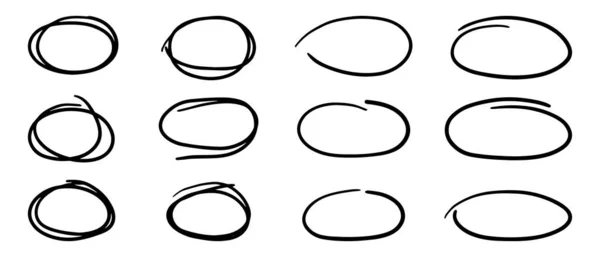 超级圆圈线条素描手绘 设计元素的涂鸦圈 — 图库矢量图片