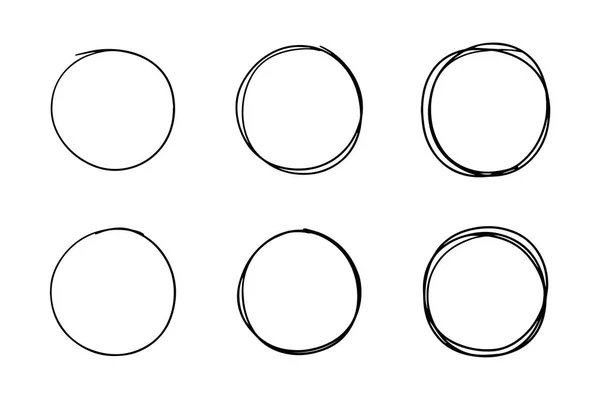 Super Conjunto Círculos Líneas Boceto Dibujado Mano Círculos Doodle Para — Vector de stock