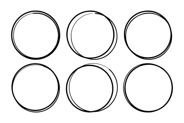 Super Uppsättning Cirklar Linjer Skissa Hand Dras Doodle Cirklar För — Stock vektor