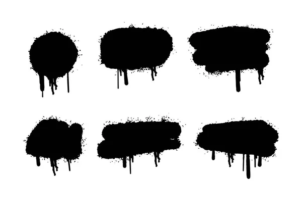Black Distress Brush Grunge Texture Flödande Blodeffekt Vektor Illustration — Stock vektor