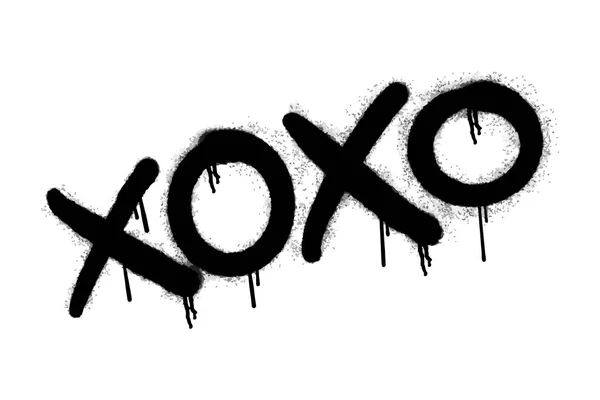 Graffiti Xoxo Signo Rociado Negro Sobre Blanco Vector Eps — Archivo Imágenes Vectoriales