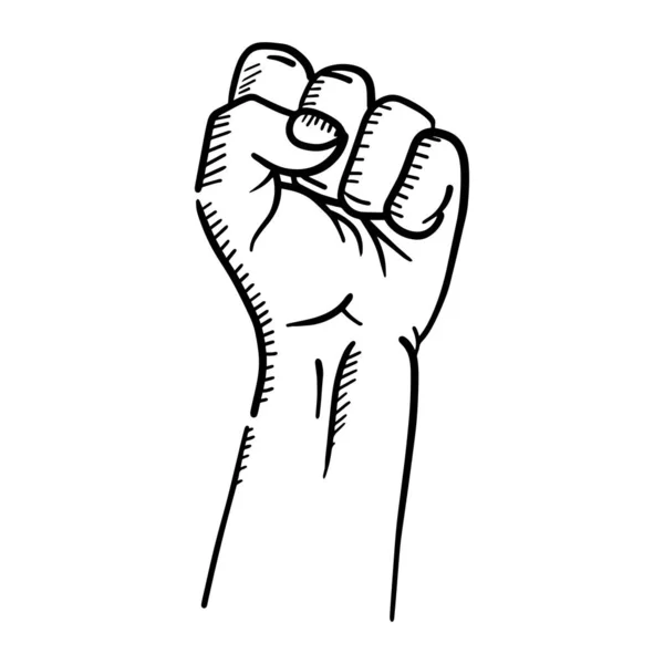 権力と卓越性の象徴である拳を示す手を挙げ成功を示すベクトル図 — ストックベクタ