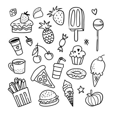 Fast food karalaması, vektör çizimi.