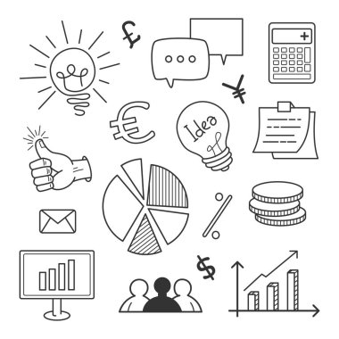 İş planları ve iş fikirlerinin vektör karalamaları.