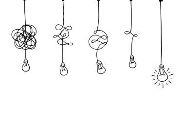 Kafa karışıklığı berraklığı ya da yol vektör fikri. Kompleksi basitleştiriyorum. Doodle vektör illüstrasyonu.