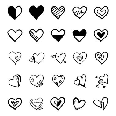 Kalp karalaması, Aşk, Vektör İllüstrasyonu.