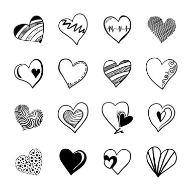 Kalp karalaması, Aşk, Vektör İllüstrasyonu.