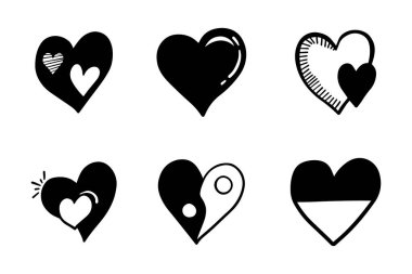 Kalp karalaması, Aşk, Vektör İllüstrasyonu.