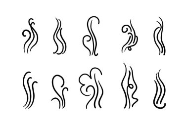 Smoke veya Scent Buhar Hattı Simgesi Ayarlandı. Vektör illüstrasyonu